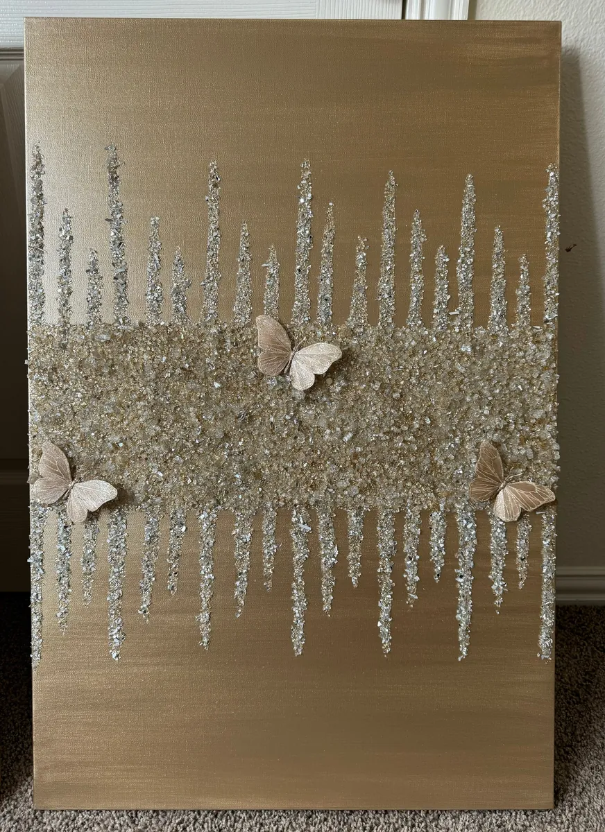 Gold glitter butterfly glass painting